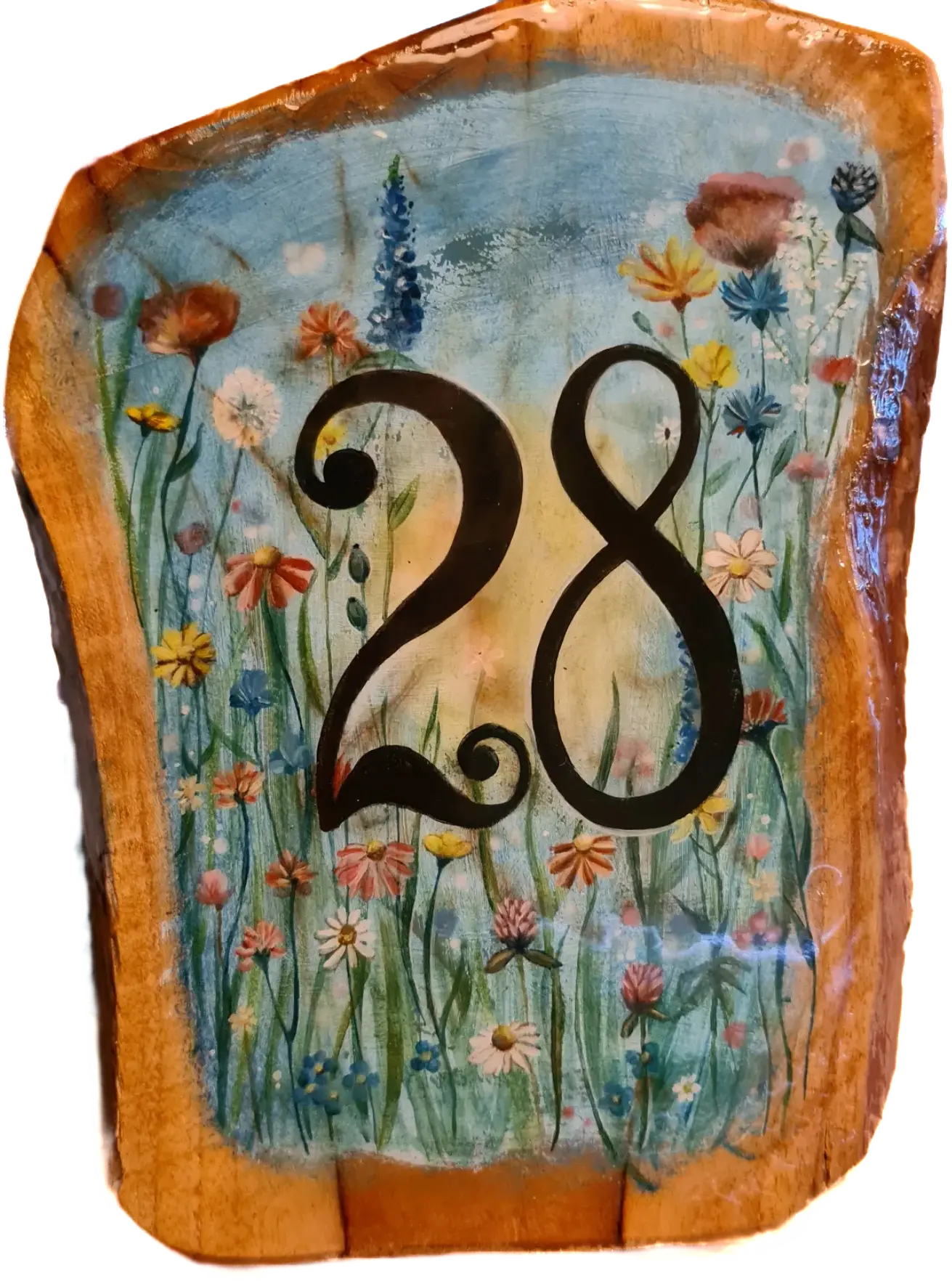 Huisnummerbord met thema bloemen
